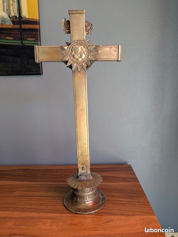 Croix de procession bronze crucifix Christ XVIIIe art sacré (image 3)