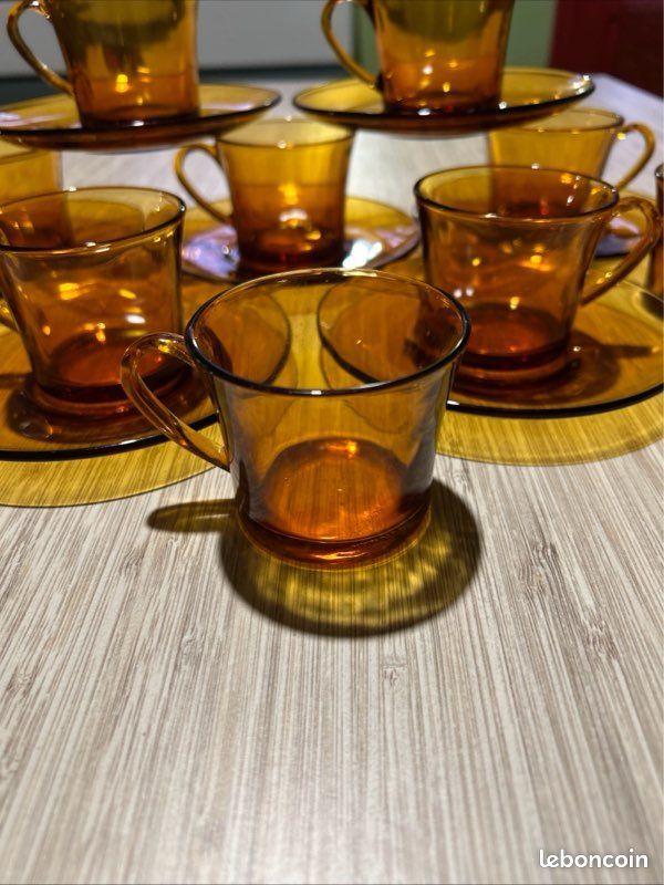 Service à Café Duralex Ambre – 2 Pièces (pot à Lait Et Tasse), Verre Trempé, TBE