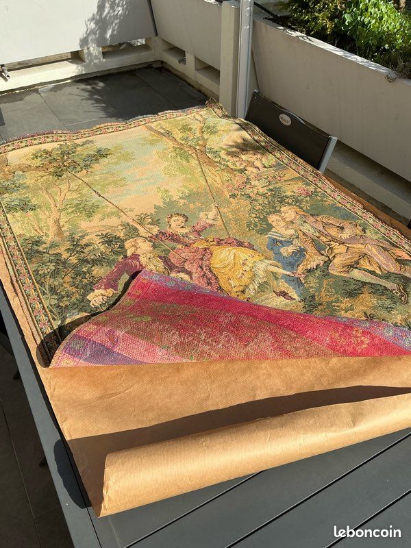 Tapisserie Murale Vintage Française – Scène Bucolique 135x64 Cm, Décoration Maison