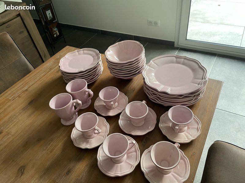 MÄSER Service de table en grès métallisé rose 16 pièces
