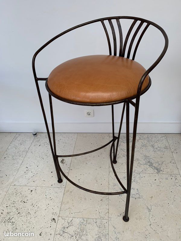 2 Chaises de bar cuir et fer forgé (image 4)