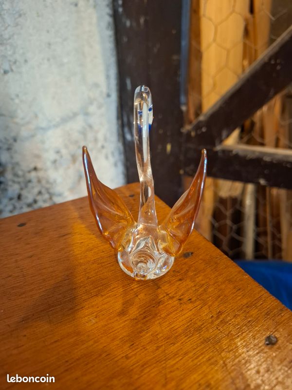 Deux cygnes verre soufflé (image 7)