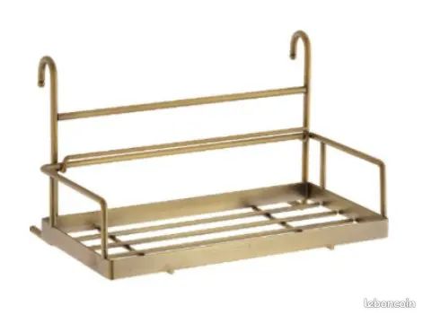 Pot range-couverts + Etagére porte-épices pour barre de crédence métal doré (sans la barre ) (image 2)
