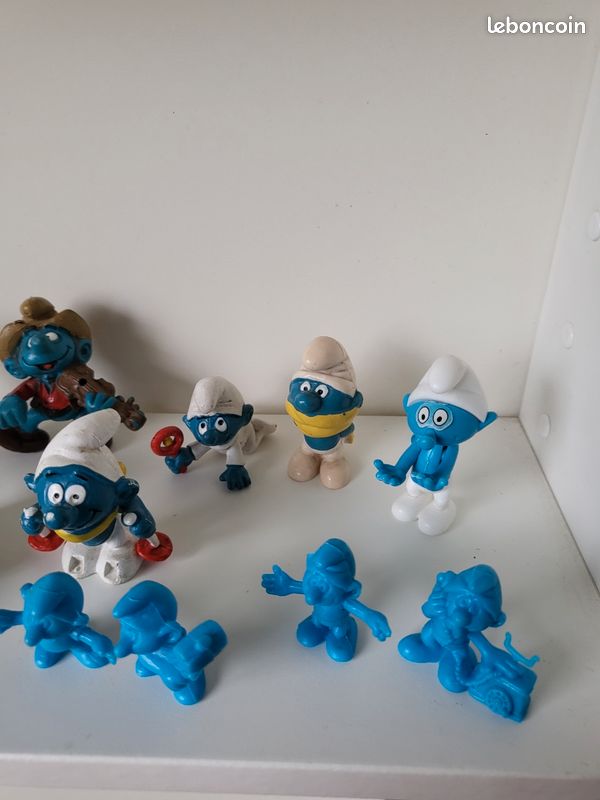 Lot De 2 Figurines Schtroumpfs Super Schtroumpf Vintage - PVC Années 80 - Objet De Collection