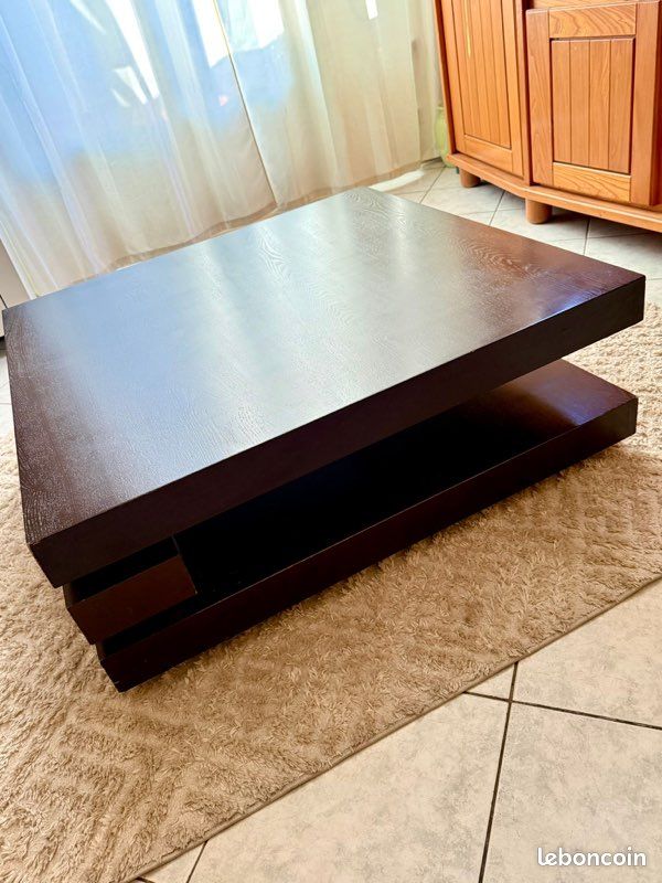 Table Basse 100x100x35 Bois Massif à rénover (image 2)