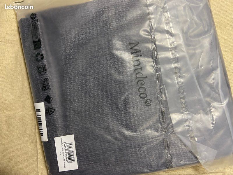 Nappe 140x140 cm polyester enduit anthracite mint deco (image 2)