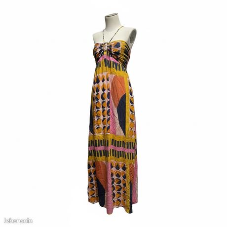 Robe Bustier Années 50 Vintage – Taille 38/40 – Imprimé Rayé Blanc Rose Vert Jaune – Neuf Sans étiquettes