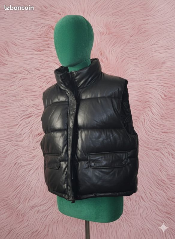 Pièce unique doudoune sans manches jennyfer (simili cuir) noir m