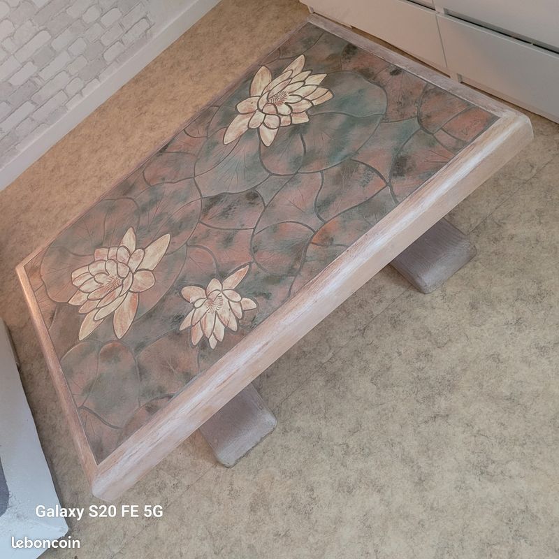 Table basse carrelage et bois massif (image 3)