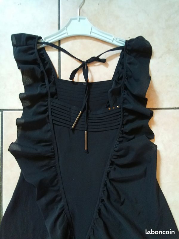 Robe Noire COP COPINE Taille 38 - Col Claudine, Longueur Genou - État Très Bon (occasion)