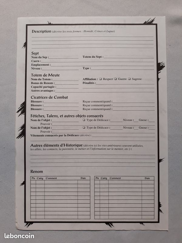 WEREWOLF : L'APOCALYPSE - LES OUTILS DU CONTEUR