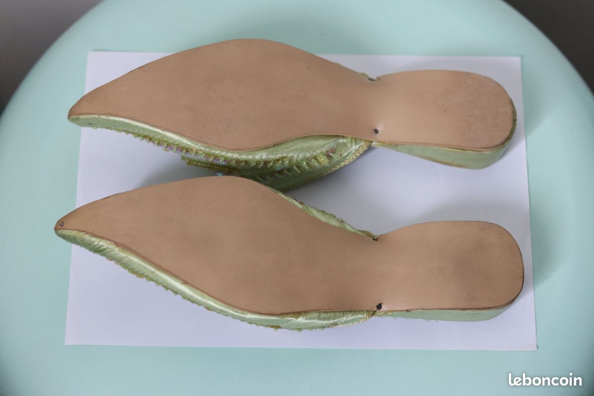 Superbes babouches femme vertes NEUVES T. 39 (image 9)