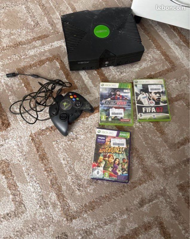 X box avec manettes et jeux (image 1)