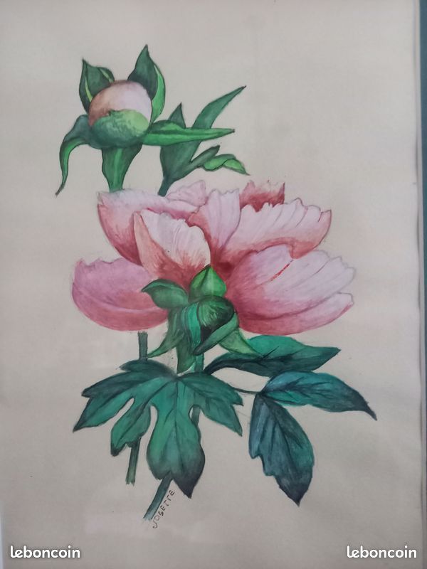 Peinture rose à la gouache ( encadrée ) (image 2)