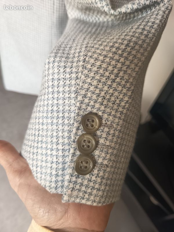 Blazer à carreaux tons gris en laine vintage taille 38 (image 7)