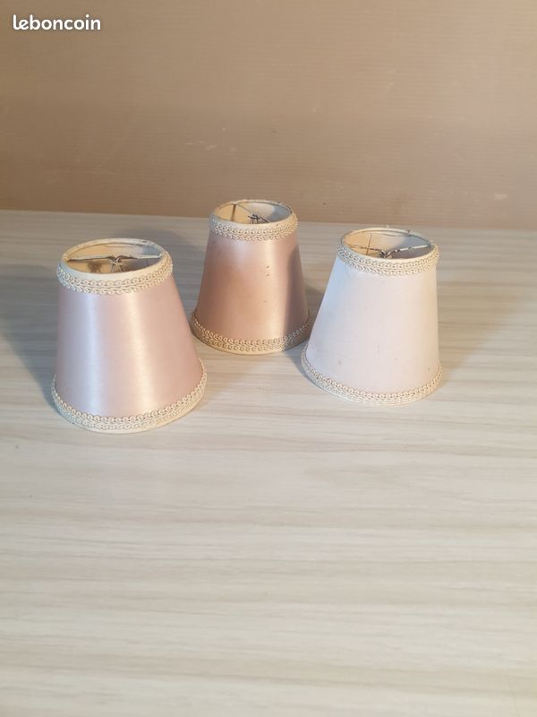 LOT d'abat jours vintage couleur rose poudré , pour lustre ou appliques murales (image 1)