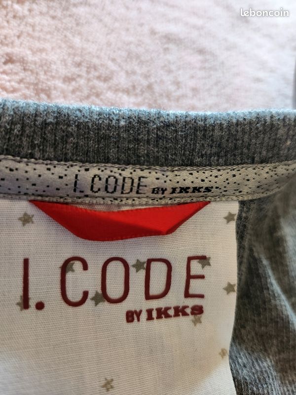 Haut Noir Bi-matière I Code By IKKS - Taille M - Occasion Très Bon état - Col Roulé Manches Courtes