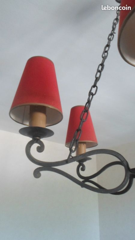 Lustre ancien + applique, fer forgé (image 2)