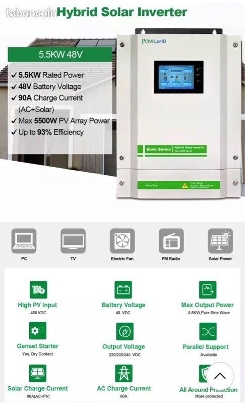Onduleur solaire sur réseau 5500w 48v (image 4)