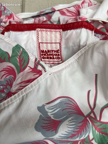 Robe Fleurie Marithé Et François Girbaud - Taille 38, Tons Blanc, Rose, Vert, Bleu - Très Bon état
