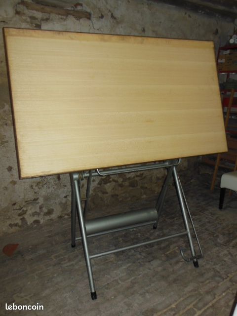 Table d'architecte acier et bois année 70 (image 1)