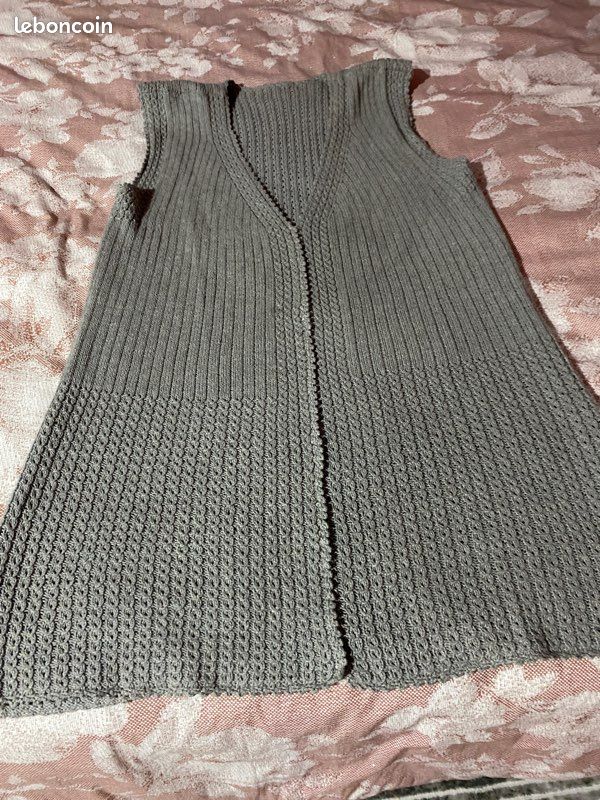 Tunique Courte Sans Manches Tintoretto En Soie Gris Bleu Pâle Taille 40 - Neuve Jamais Portée