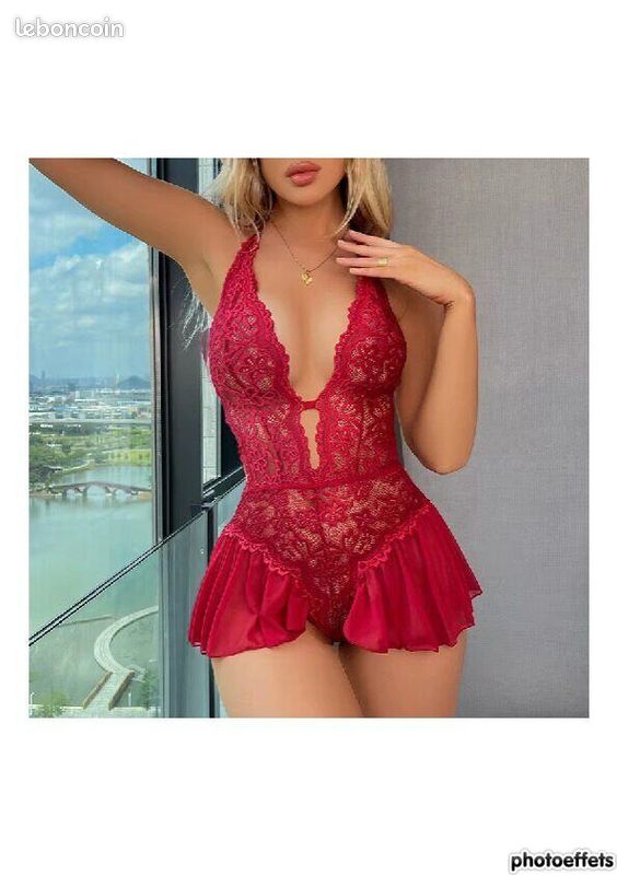 Robe Lolita Baby Doll En Dentelle Rouge - Style Sexy Pour Soirée Ou Cérémonie