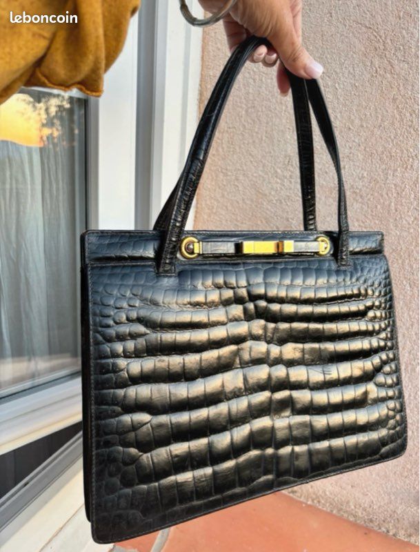 Sac à Main Vintage Vimar Années 60 – Cuir Crocodile Véritable – État Très Bien Conservé – France