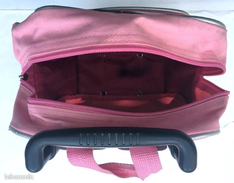 Petit cartable / sac à dos rose violet girly fée oiseau chat lecture, à roulettes & tige extensible (image 10)