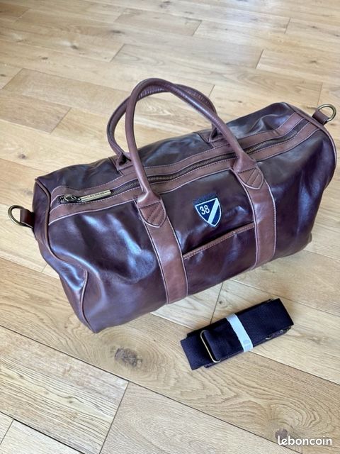 Sac Duffle En Cuir Marron Pour Voyage Gym Week-End Unisexe Vintage