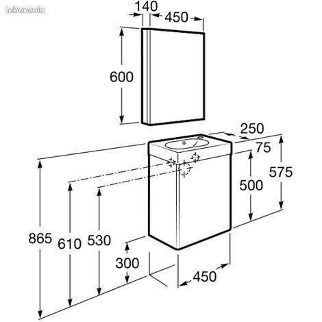 Pack Lave-mains, meuble sable avec armoire de toilette et miroir Mini Roca (image 2)