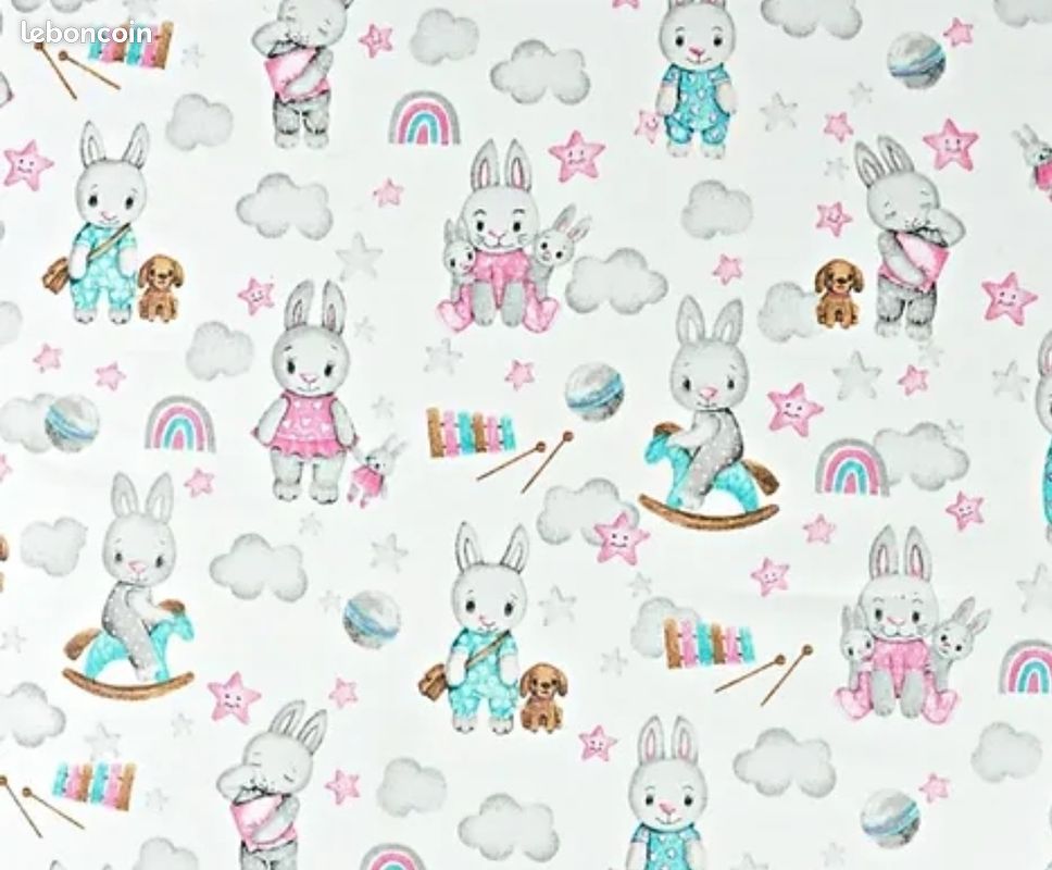Tissu coton lapins đ° 2 mĂštres (image 1)