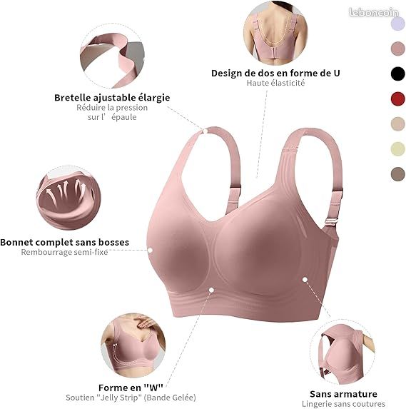 Soutien-gorge Ultra Confort GRACING Sans Armatures – Taille 34A, Couleur Violet