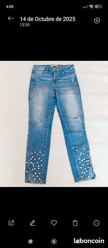 JEANS SKINNY POUR femme Zara Taille 38 bleu EUR 12,00 - FR