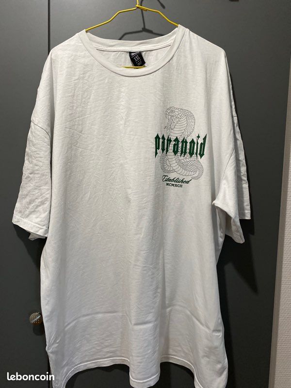 T-shirt BLACK SQUAD Oversized Fit XXL – Blanc – Motif serpent “Paranoid” – Très bon état (image 1)
