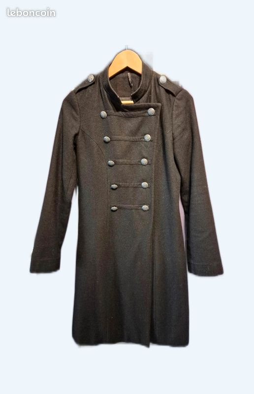 Manteau NAF NAF Femme En Laine Noire - Taille 36, Neuf Avec Étiquettes, Promotion