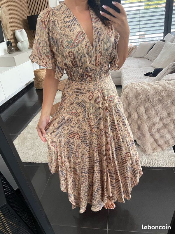 Robe Maje Taille 1 - Beige En 100% Coton - Très Bon état Occasion