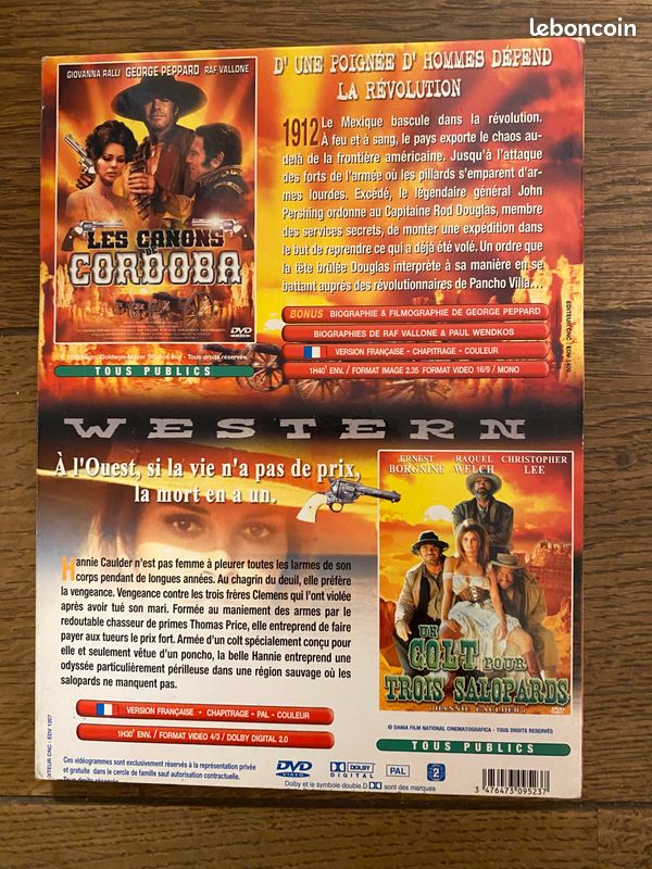 DVD de 2 films westerns classiques Les Canons de Cordoba + Un Colt pour trois salopards (image 2)