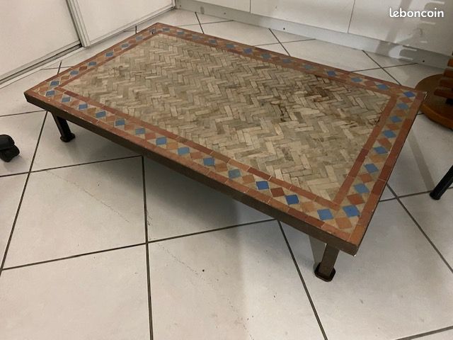 Table basse mosaïque zellige fer forgé style maghreb (image 1)