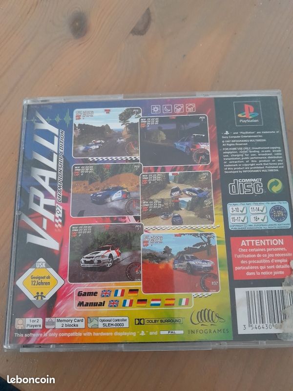 Jaquette Arrière PS1 V Rally - PlayStation 1 - Version Française - PAS DE JEU
