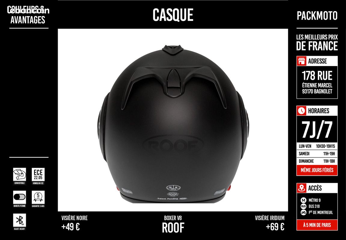 Casque Modulable Boxxer Black Shadow-Roof