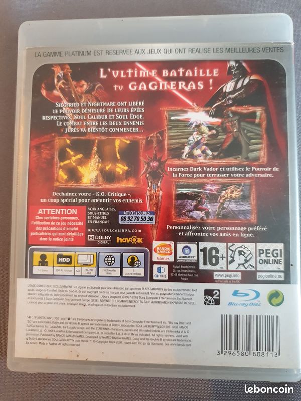 Soul Calibur IV jeu vidéo PS3 Platinium Complet FR (image 3)