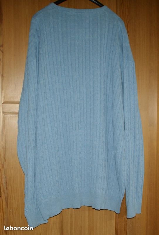 PULL Homme Grand Marque MN03 Taille 6XL couleur bleu torsades