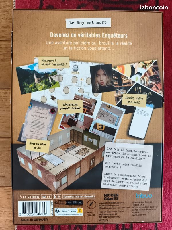 Hidden Games – Scène Du Crime : Le Roy Est Mort – Jeu Coopératif D'Enquête Réaliste – 1 à 6 Joueurs – 14+