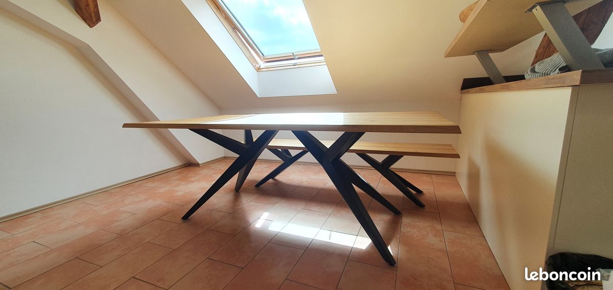 Table et banc en bois massif (image 5)
