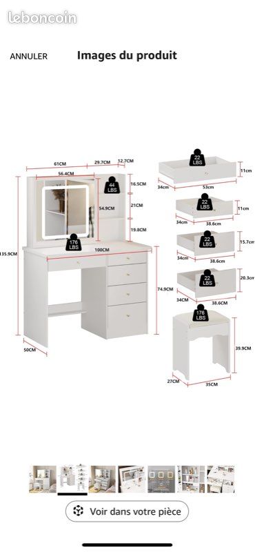 Coiffeuse avec miroir (image 9)