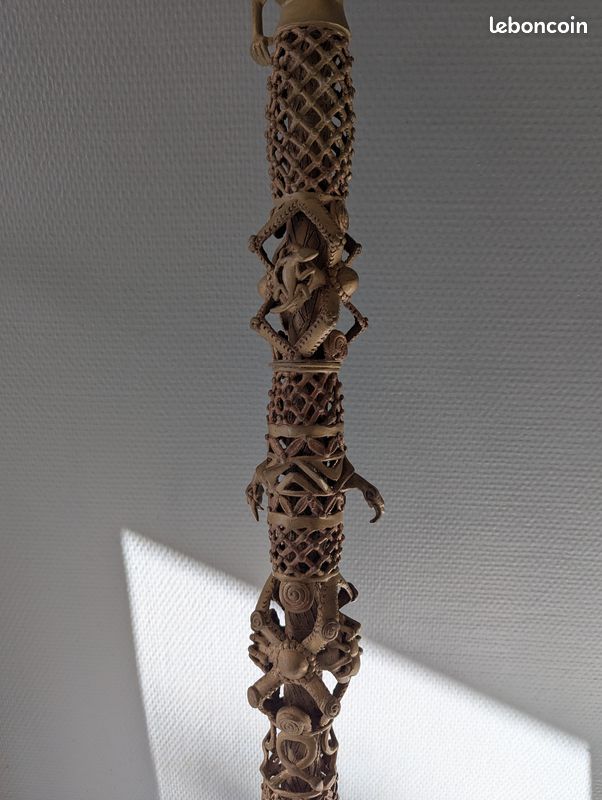 Pipe cérémonielle Bamiléké bronze Cameroun art tribal cire perdue (image 4)