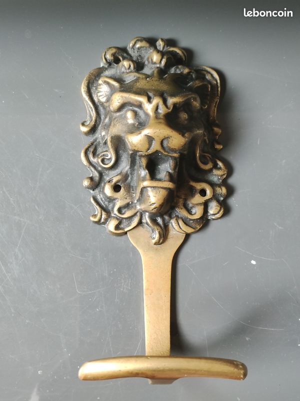 Porte-manteaux Mural Triple Ancien En Bronze - FICHET - 2 Crochets