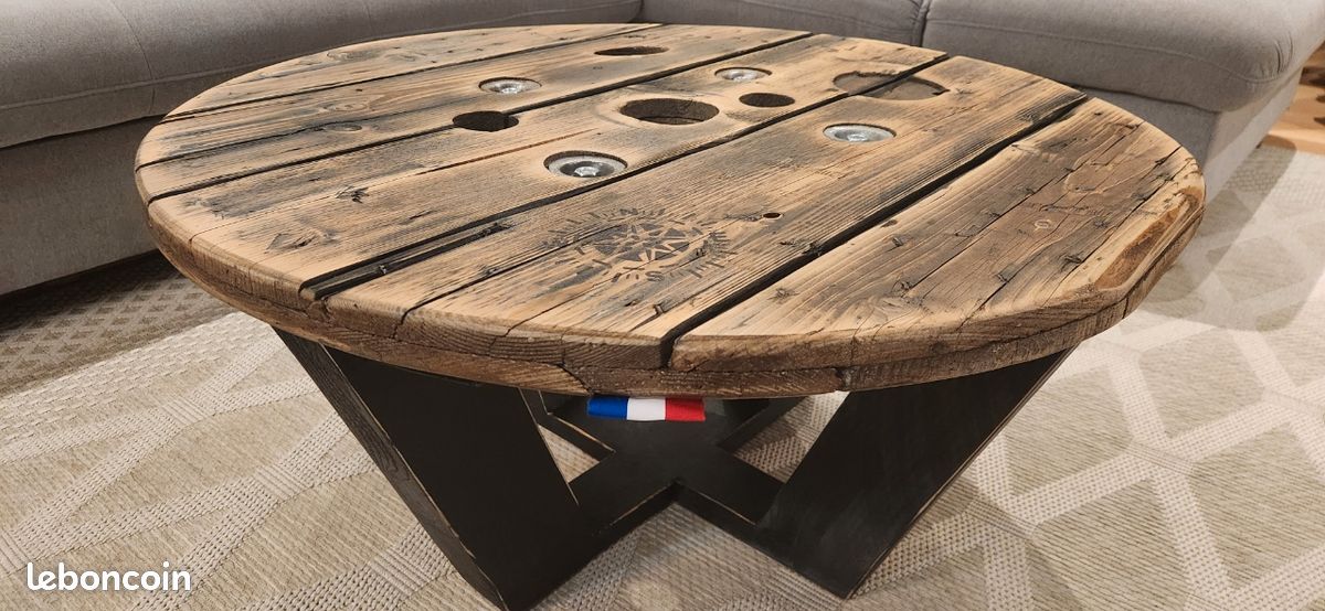 Table basse artisanale touret bois (image 3)