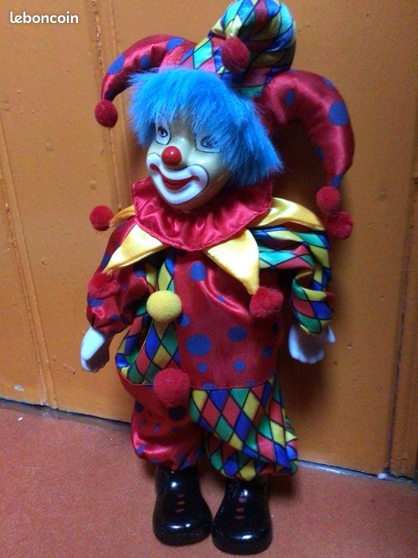 Poupée de clown automate musical - Label Emmaüs
